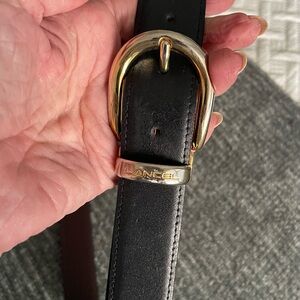 Vintage Lancel  designer black genuine leather belt